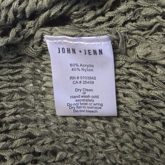 John & Jenn Crochet Fringe Top Olive Spice Women's Size Small Petite - Picture 12 of 13